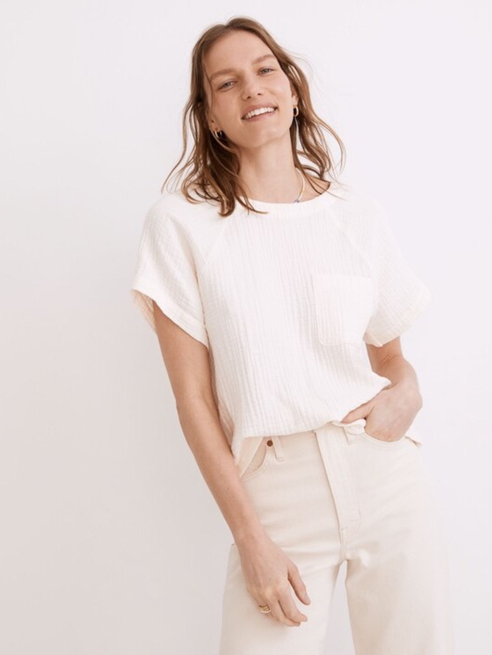 Madewell Lightspun Renwood Button-Back Top